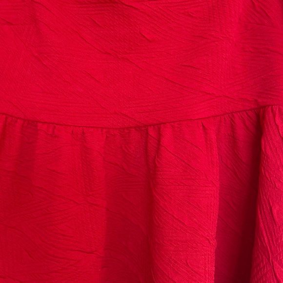 Free People | Red textured puff sleeve bow open back square neck mini dress | S - Picture 4 of 5